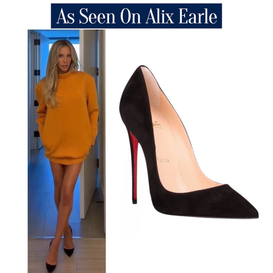Christian Louboutin So Kate 120 Suede Pointed Toe Pumps Black Size 38