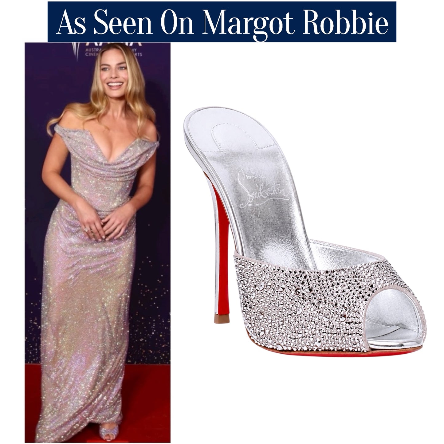 Christian Louboutin Me Dolly Strass 100mm Crystal Mules Silver Size 38