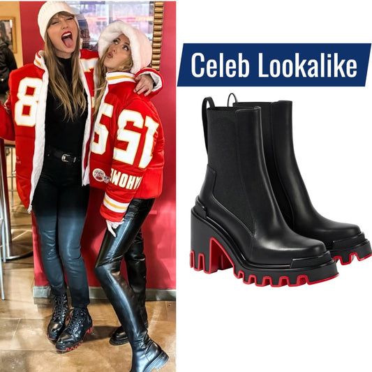 Christian Louboutin Marchacroche Duna 95 Low Boots Black Leather Size 39.5