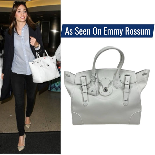 Ralph Lauren Collection Soft Ricky 33 Calfskin Leather Bag White