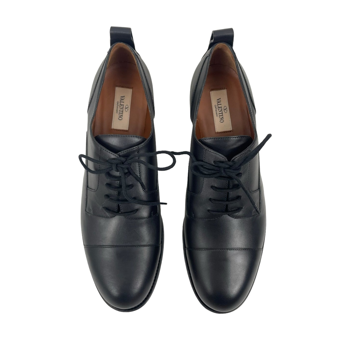 Valentino Garavani Black Derby Divise Leather Shoes Lace Up Size 42/ 9