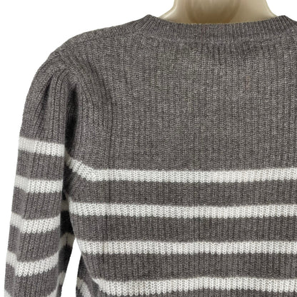 360 Cashmere Laurel Cashmere Striped Sweater Puff Shoulder Size S