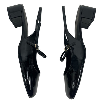 Mango Patent Leather Effect Slingback Mary Jane Pump Black Size 40