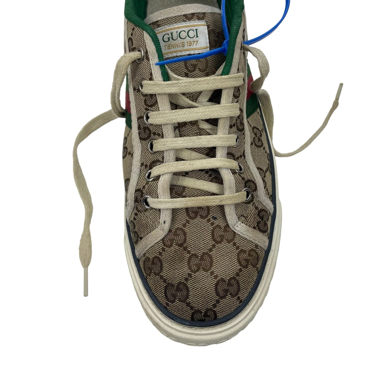 Gucci GG 1977 Tennis Sneakers Lace Up Beige Ebony Original Men Size 9