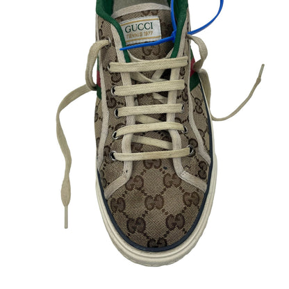 Gucci GG 1977 Tennis Sneakers Lace Up Beige Ebony Original Men Size 9