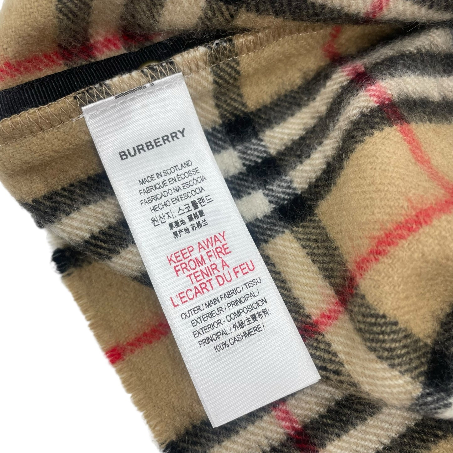Burberry House Check Cashmere Neck Warmer Loop Scarf Tan Brown 26"x 9.5"