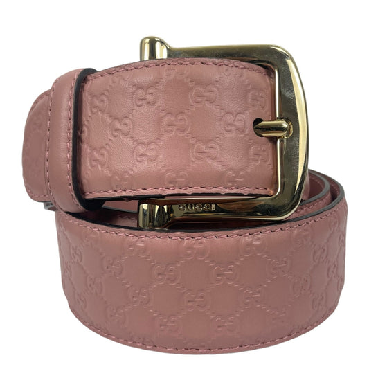 NEW Gucci Micro Guccissima Monogram Wide Leather Belt Pink Size 90/36