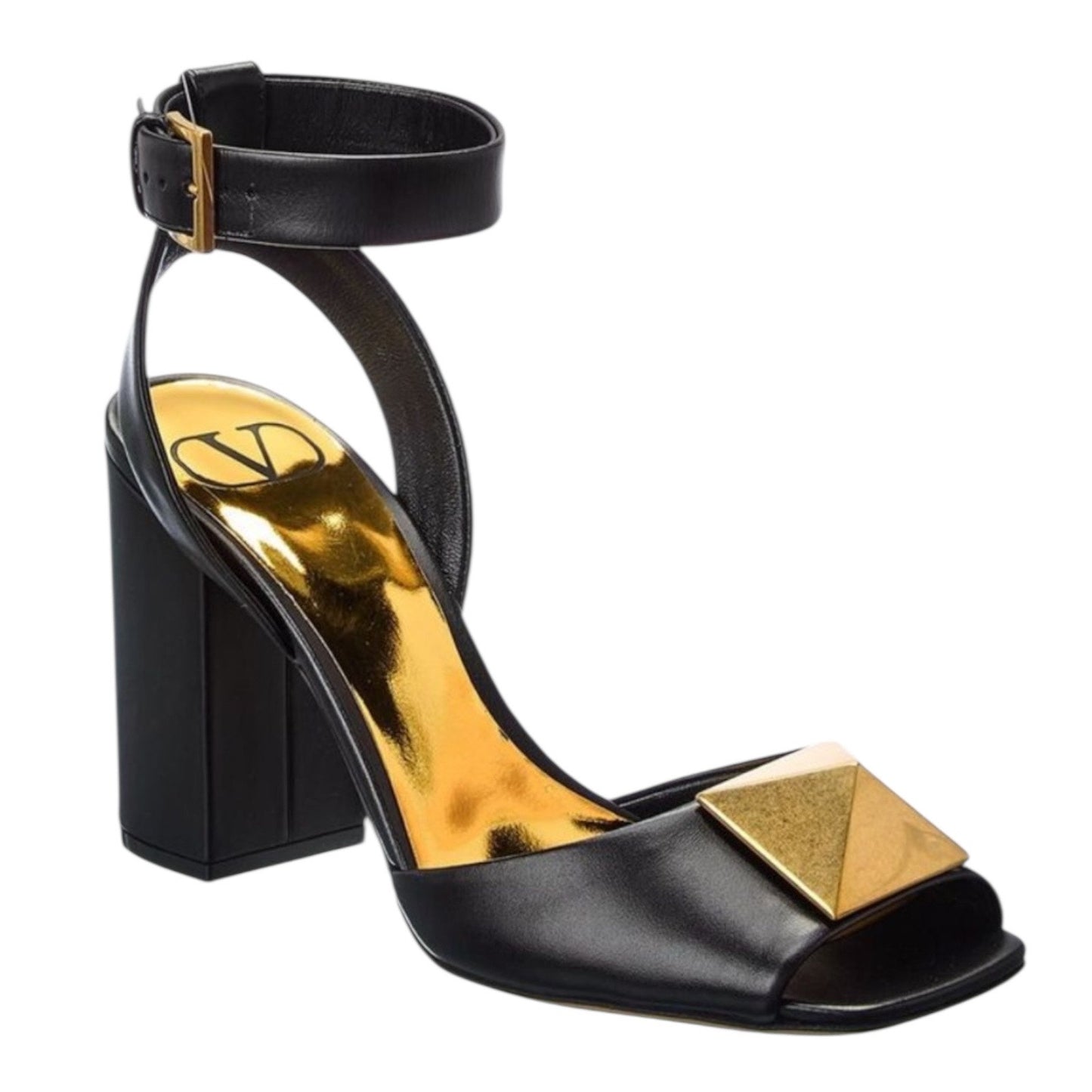 Valentino Garavani One Stud 90 Ankle Strap Sandals Black Size 36.5