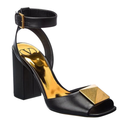 Valentino Garavani One Stud 90 Ankle Strap Sandals Black Size 36.5