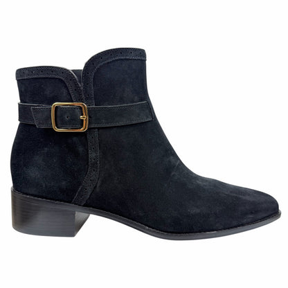Cole Haan Norella Buckle Snip Toe Suede Ankle Boots Black Size 10B