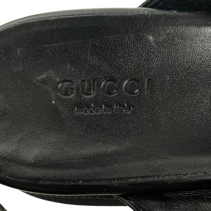 Gucci GG Supreme Lug Sole Sandals Canvas Slingback Black Size 41.5