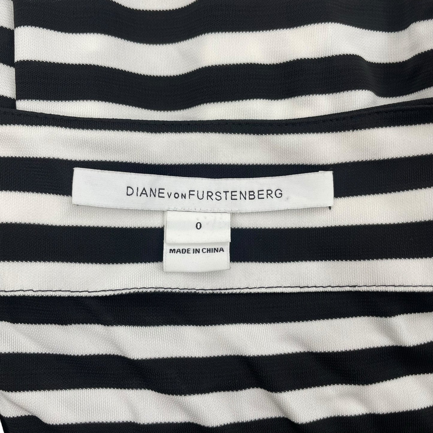 Diane Von Furstenberg New Julian Two Striped Wrap Dress Black White Size 0