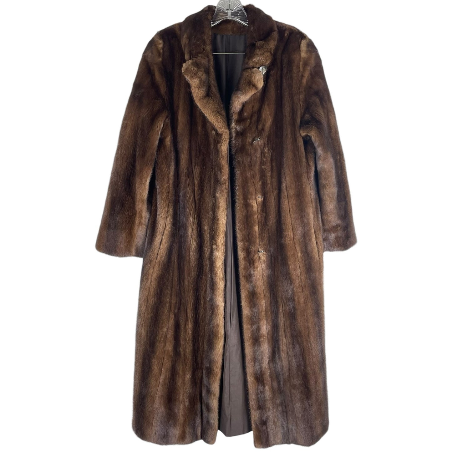 Vintage Nafia Real Mink Fur Long Coat Full Length Brown Size 8