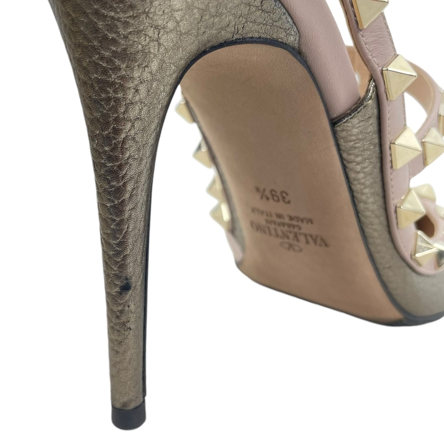 Valentino Garavani Rockstud 100mm Leather Caged Pump Bronze Pink Size 39.5