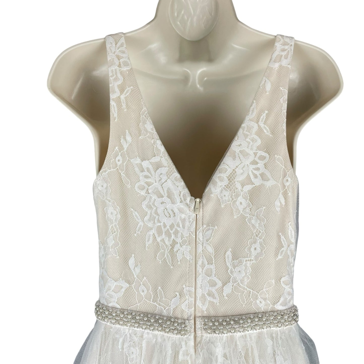 Lulu's Sweet Love Lace Beaded Bridal Dress Wedding Ivory White Size S