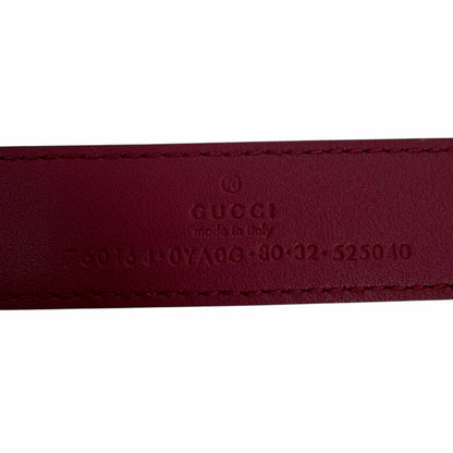 Gucci Interlocking GG Logo Leather Belt Russet Red Size 80cm/ 32in