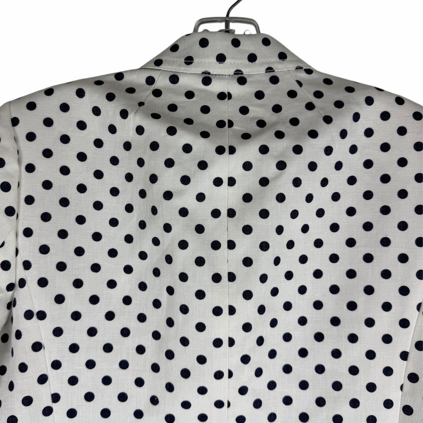 J. Crew Linen Schoolboy Blazer Jacket in Polka Dots White Navy Size 6