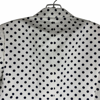 J. Crew Linen Schoolboy Blazer Jacket in Polka Dots White Navy Size 6