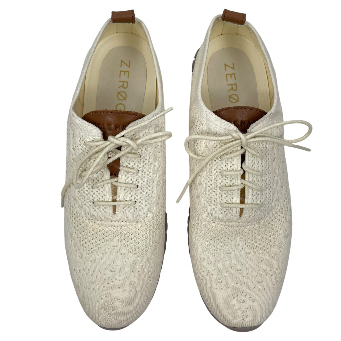 Cole Haan Zerogrand Wingtip Oxford Shoes Ivory Stitchlite Tan Size 10B