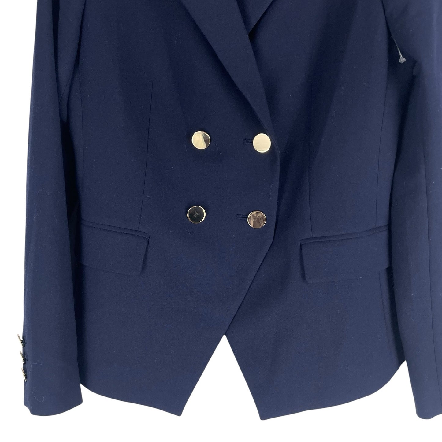 Ann Taylor LOFT Double Breasted Gold Button Blazer Jacket Navy Size 2