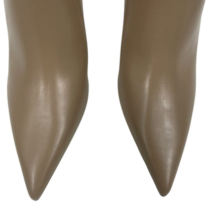 Mango Faux Leather Pointed Toe Heeled Ankle Boots Beige Size 38/ 7.5