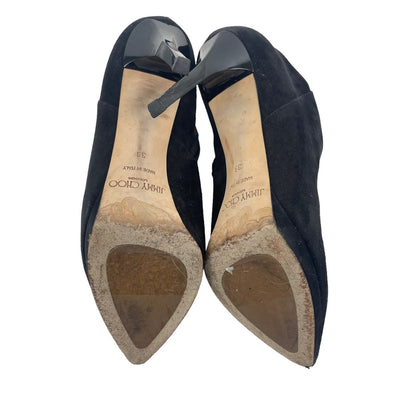 Jimmy Choo Ren 100 Pointed Toe Suede Ankle Boots Black Size 39