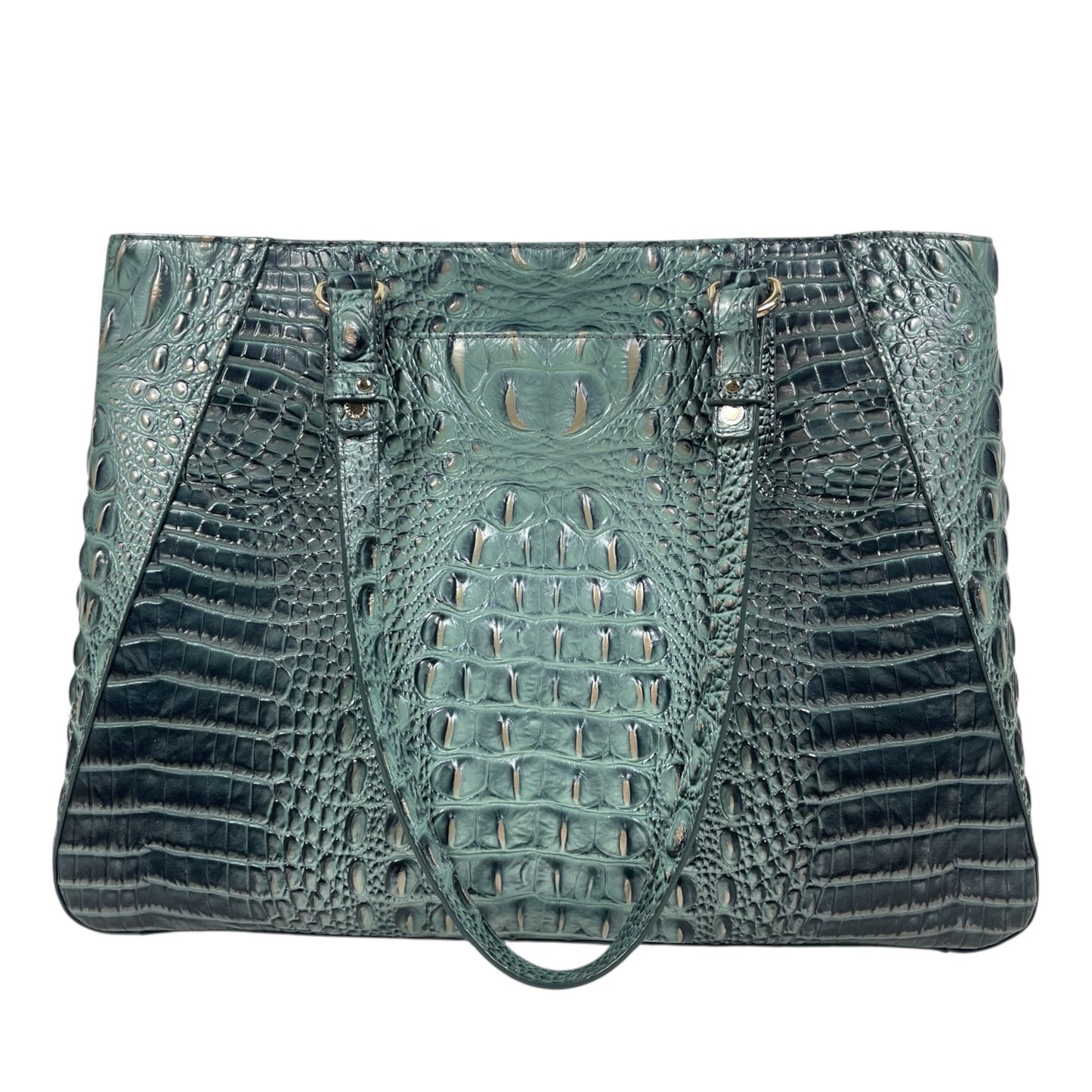 Brahmin Medium Irene Tote Bag Obsidian Melbourne Green Leather Croc Emboss