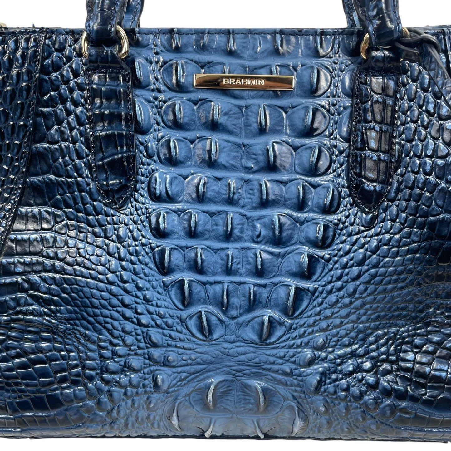 Brahmin Small Irene Leather Satchel Bag Maritime Blue Croc Embossed