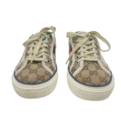 Gucci GG Tennis 1977 Sneakers Lace Up Beige Ebony Original Size 38