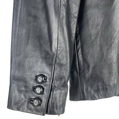 Croft & Barrow Black Lambskin Leather Blazer Jacket 3 Buttons Size M