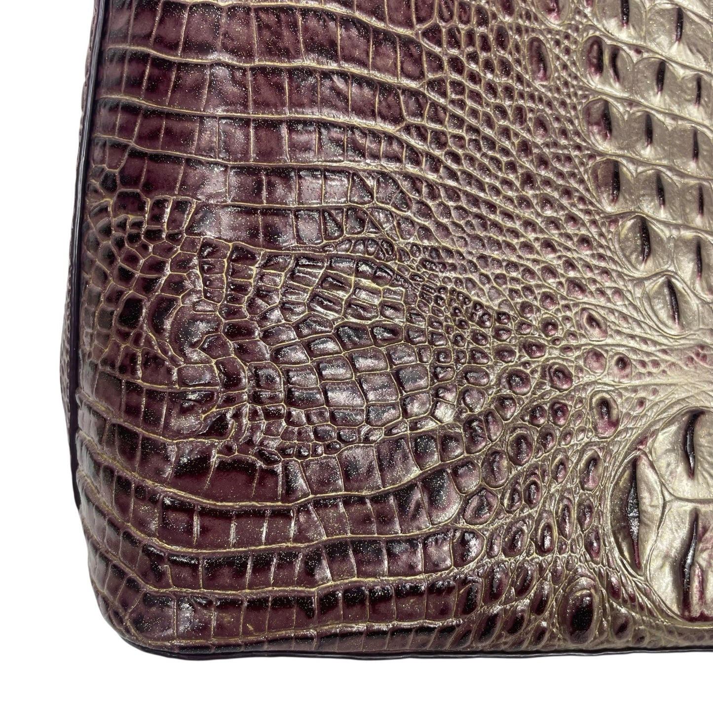 Brahmin Large Duxbury Satchel Bag Port Ombre Melbourne Purple Leather Croc