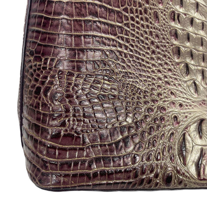 Brahmin Large Duxbury Satchel Bag Port Ombre Melbourne Purple Leather Croc