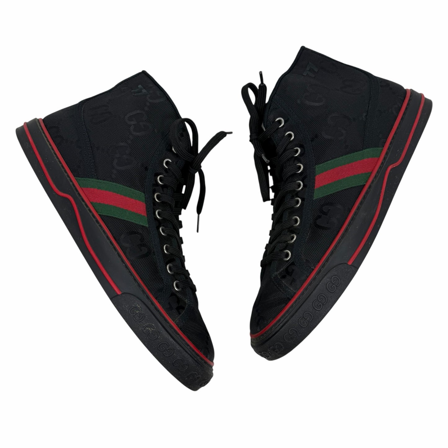 Gucci Off the Grid High Top Sneakers 1977 Tennis Shoes Black Men Size 10.5/US 11