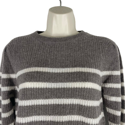 360 Cashmere Laurel Cashmere Striped Sweater Puff Shoulder Size S