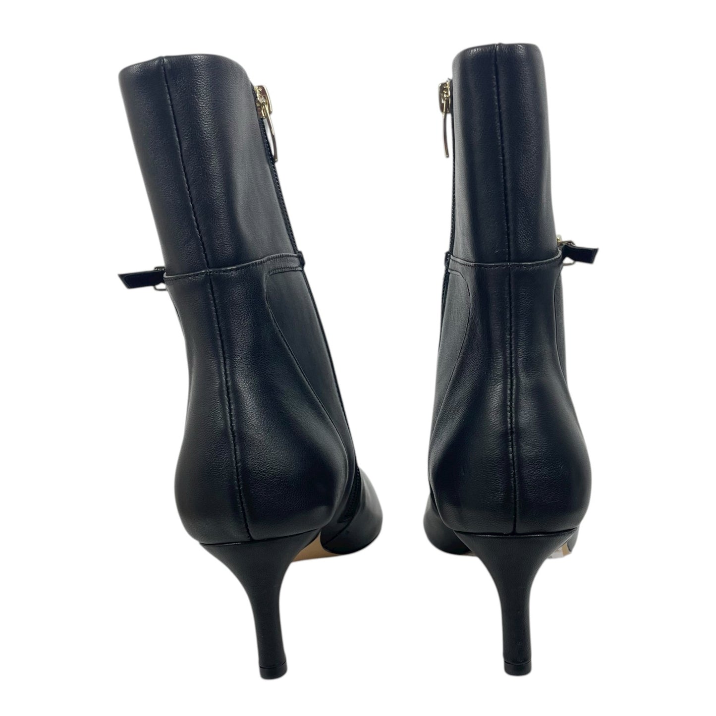 Ann Taylor Pointed Toe Buckle Leather Heel Ankle Boots Black Size 8.5M