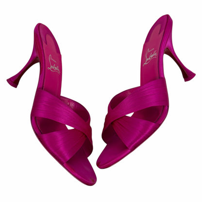 Christian Louboutin Nicol is Back 85 Crepe Satin Mule Sandal Pink Size 40
