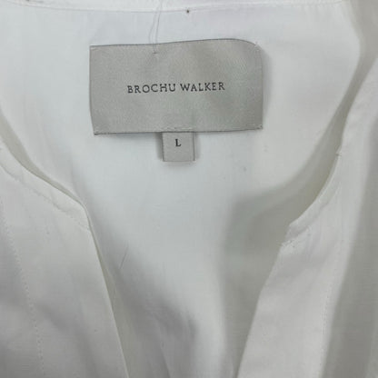 Brochu Walker The Aurora Ruffle Midi Dress Pockets Cotton White Size L