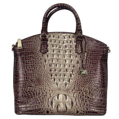 Brahmin Large Duxbury Satchel Bag Port Ombre Melbourne Purple Leather Croc
