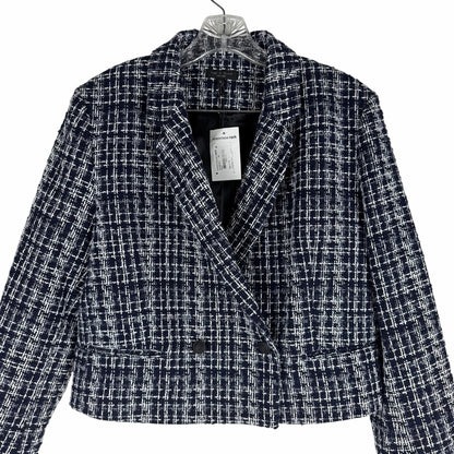 Rag & Bone Elvy Tweed Double Breasted Blazer Jacket Navy Size 12