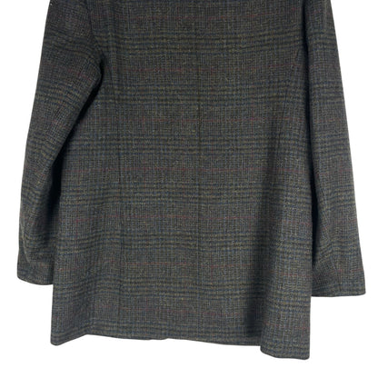 Express Suede Collar Wool Plaid Blazer Jacket Suede Gray Brown Size L