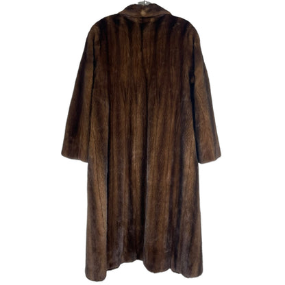 Vintage Nafia Real Mink Fur Long Coat Full Length Brown Size 8