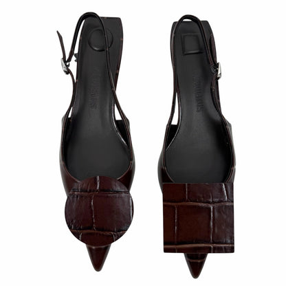 Jacquemus Les Duelo Slingback Pump Croc Emboss Brown Size 38