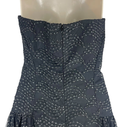 Shoshanna Olivia Metallic Scallope Mesh Halter Neck Black Dress Size 2