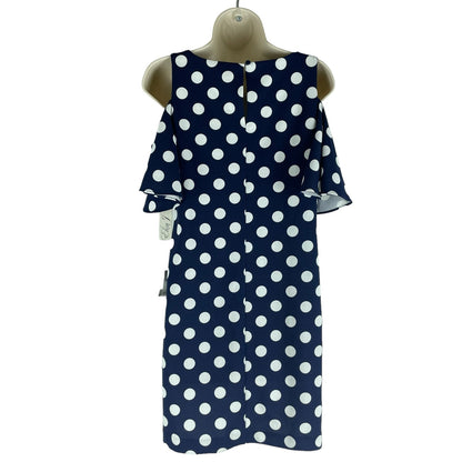 Eliza J Cold Shoulder Polka Dots Mini Dress Navy White Size 2