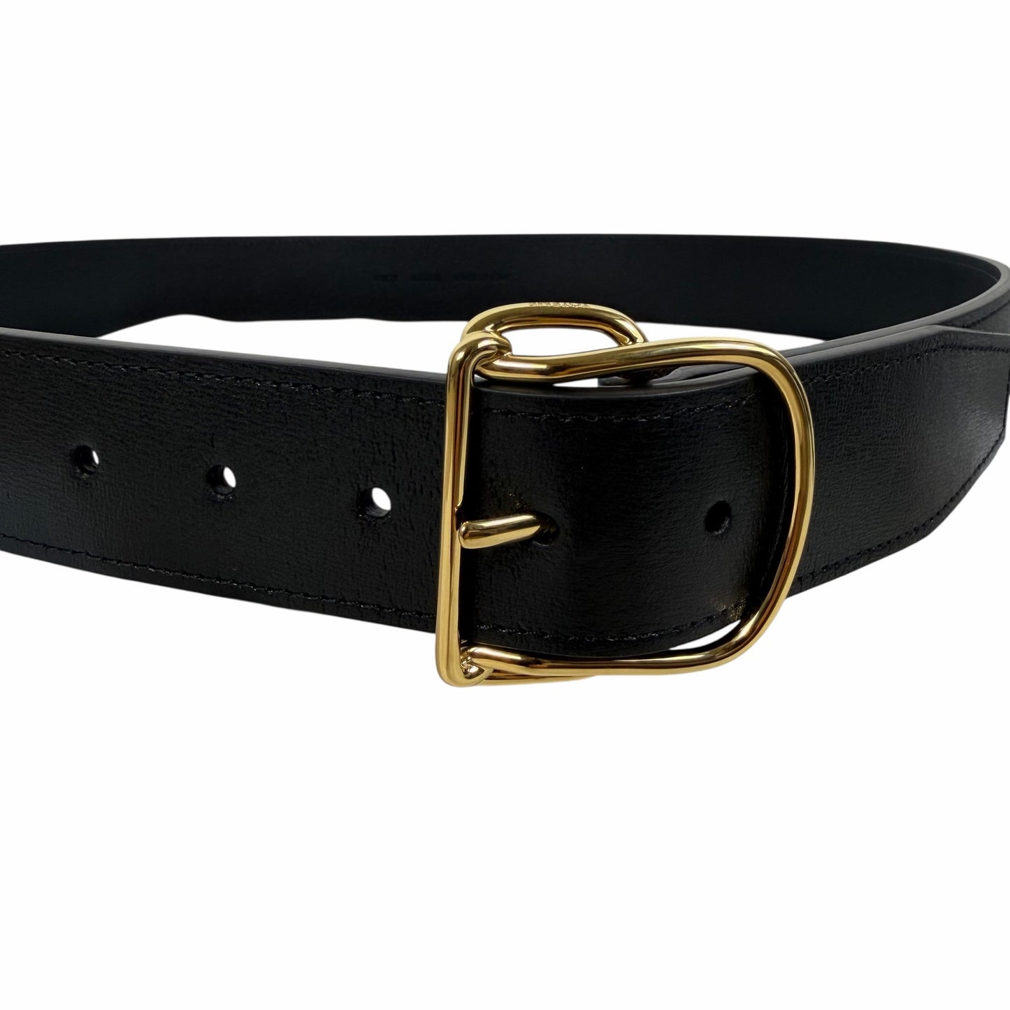 Toteme Swirl Leather Belt Black Gold Buckle Size 90cm/ 35"