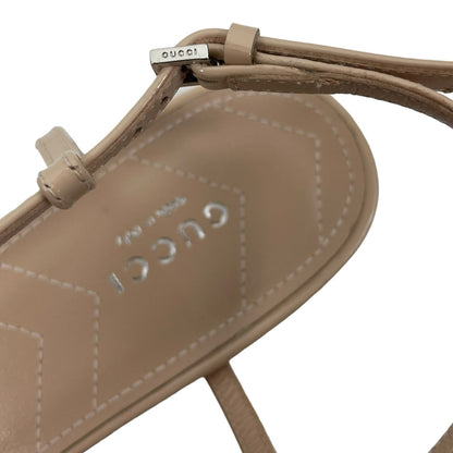 Gucci Double GG T Strap Patent Leather Ballet Flat Skin Rose Size 39.5