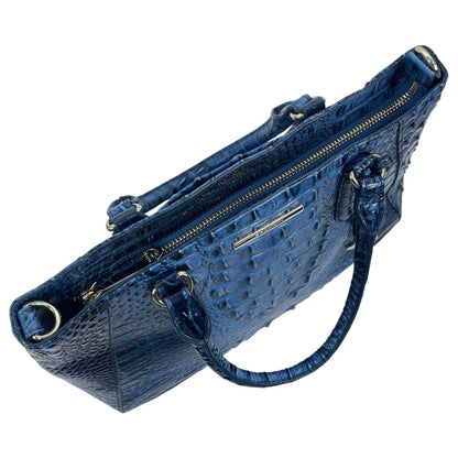 Brahmin Small Irene Leather Satchel Bag Maritime Blue Croc Embossed