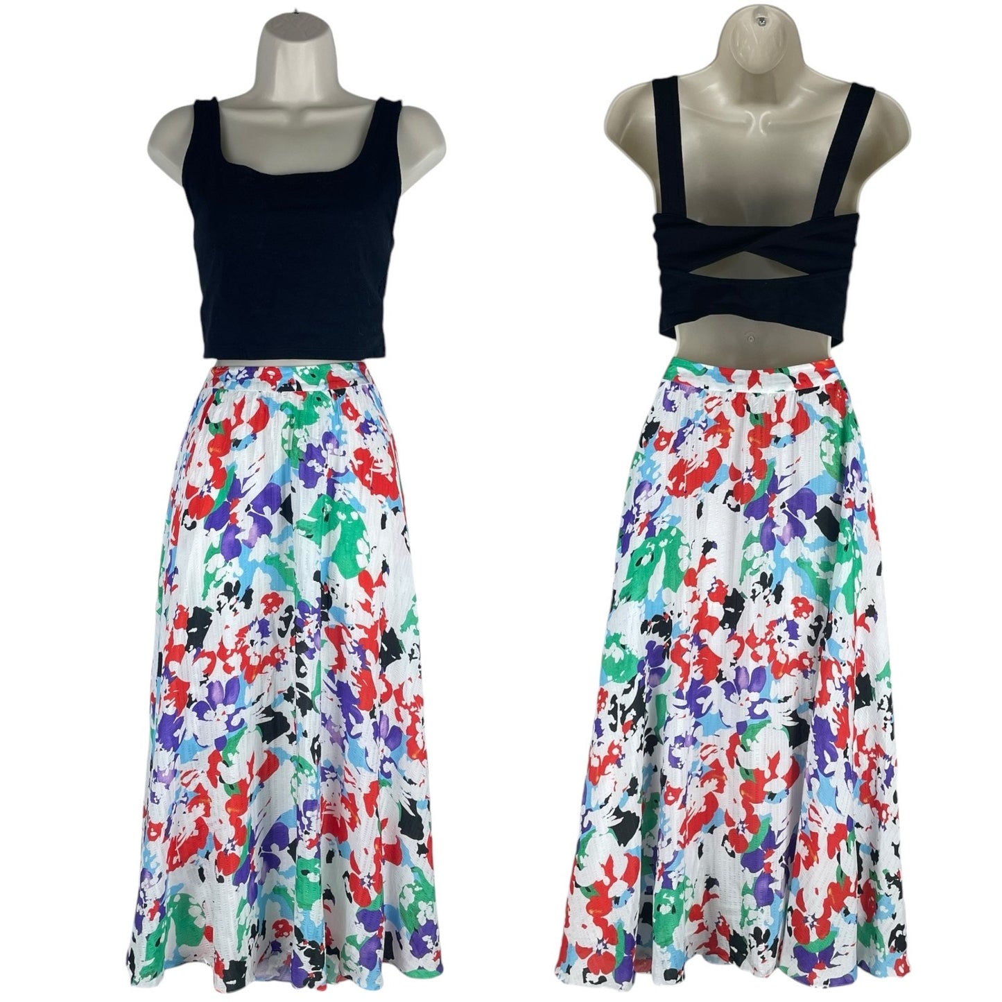 Tanya Taylor Jeana Silk Blend Pleated Midi Skirt Multi Color Size 12