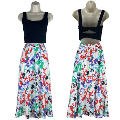Tanya Taylor Jeana Silk Blend Pleated Midi Skirt Multi Color Size 12