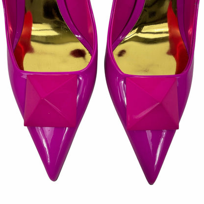 Valentino Garavani One Stud Patent Leather Pump Hot Pink Size 38